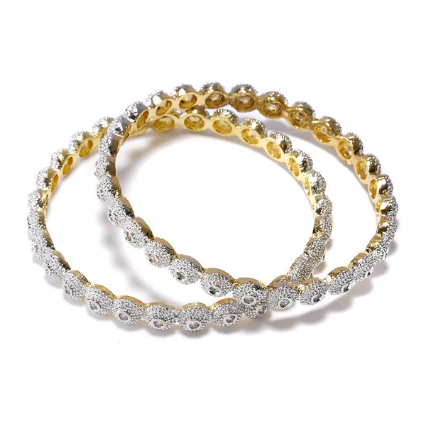 Gold-Plated Alloy Round Thin American Diamond Bangle Set - The Pari - Distacart