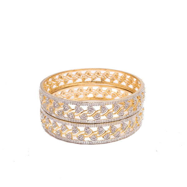 Gold-Plated Alloy Designer American Diamond Bangle Set - The Pari - Distacart