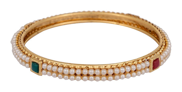 Gold-Plated Alloy Pearl Studded Multi Bangle Set - The Pari - Distacart