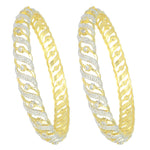 Thumbnail for Gold-Plated Alloy Designer American Diamond Bangle Set - The Pari - Distacart