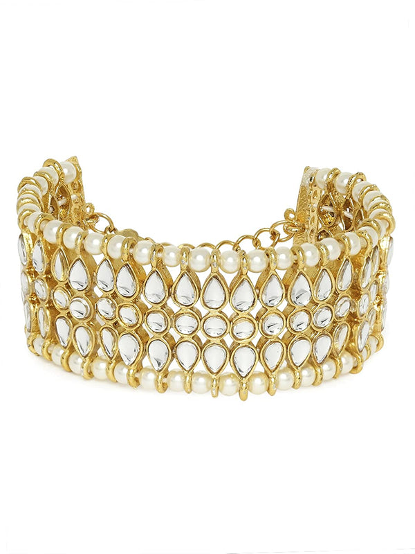 Gold-Plated Alloy Kundan Studded Bracelet - The Pari - Distacart