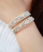 Thumbnail for Gold-Plated Alloy Designer American Diamond Bangle Set - The Pari - Distacart