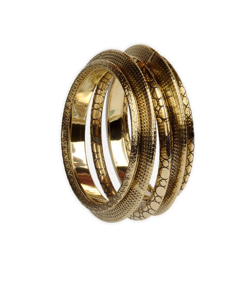 Brass Alloy Designer Brass Five Bangle Set - The Pari - Distacart