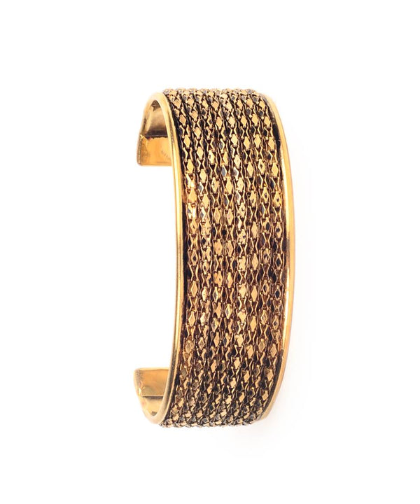 Gold-Plated Alloy Brass Antique Designer Cuff Bangle - The Pari - Distacart