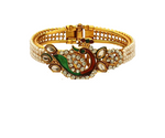 Thumbnail for Gold-Plated Alloy Pearl Studded Peacock Enamel Bangle - The Pari - Distacart