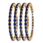 Thumbnail for Gold-Plated Alloy American Diamond Bangles And Ring Set - The Pari - Distacart