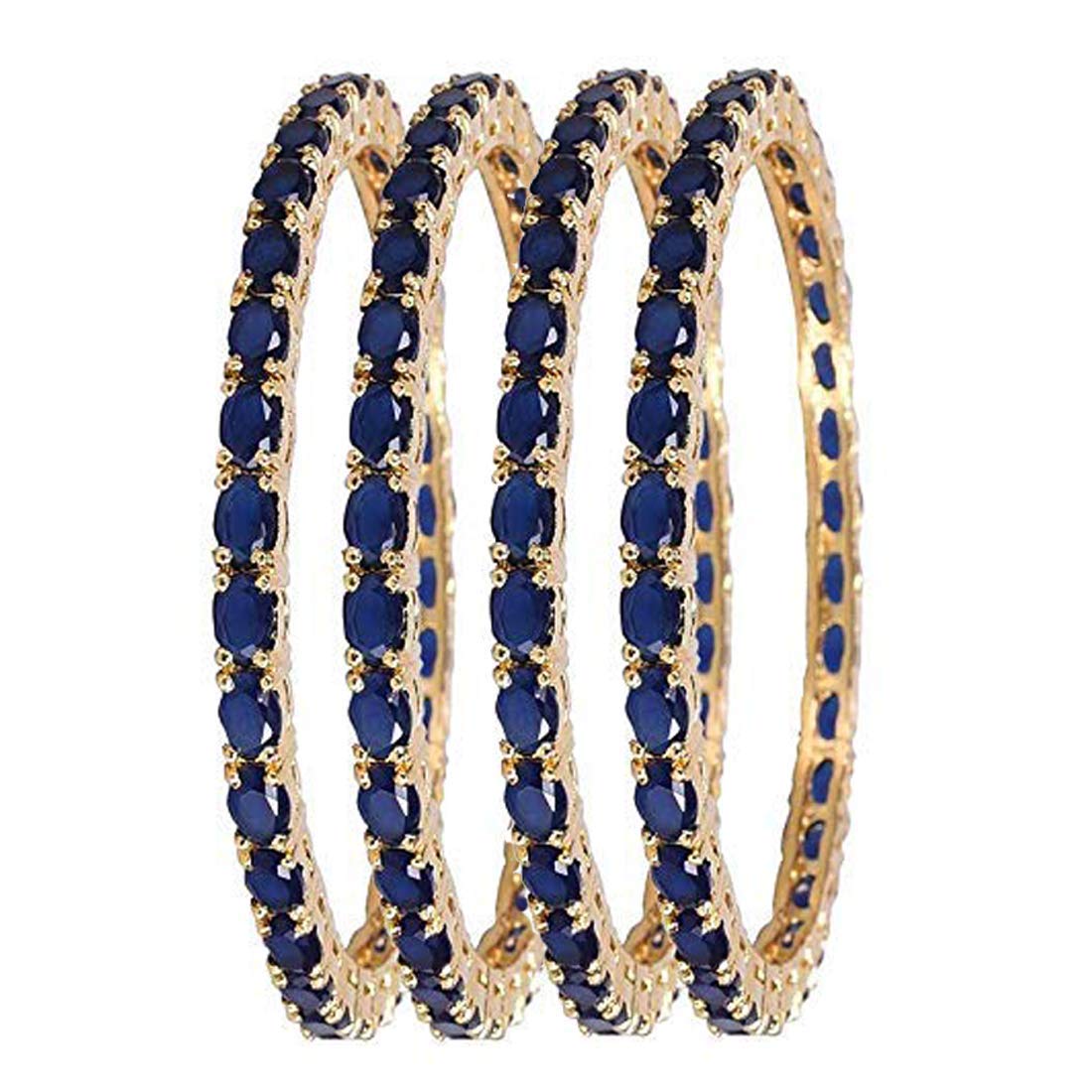 Gold-Plated Alloy Designer Blue Combo Of Ad Bangles - The Pari - Distacart
