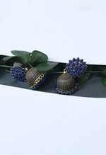 Thumbnail for Mominos Fashion Johar Kamal Kundan Work Jhumka With Blue Beads For Women - Distacart