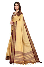 Thumbnail for Vamika Weaving Cream Cotton Silk Saree - Distacart
