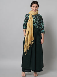 Thumbnail for NOZ2TOZ Bottle Green Hand Block Printed Kurta Palazzo Set With Dupatta - Distacart