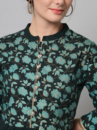 Thumbnail for NOZ2TOZ Bottle Green Hand Block Printed Kurta Palazzo Set With Dupatta - Distacart