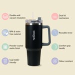 Thumbnail for Nestasia Tumbler with Handle Straw & Lid - 1.2L (Black) - Distacart