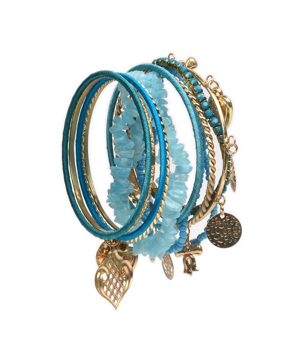 Gold-Plated Alloy Designer Blue Stone Bracelet Bangle Set - The Pari - Distacart