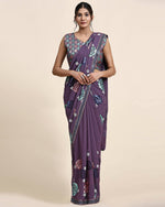 Thumbnail for Purple Pure Georgette Sequence work Ready to wear Saree with stitched Blouse - Nirvana - Distacart
