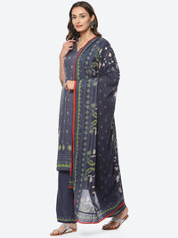 Thumbnail for Biba Ethnic Motifs Printed Pleated Kurta with Palazzos & Dupatta - Distacart