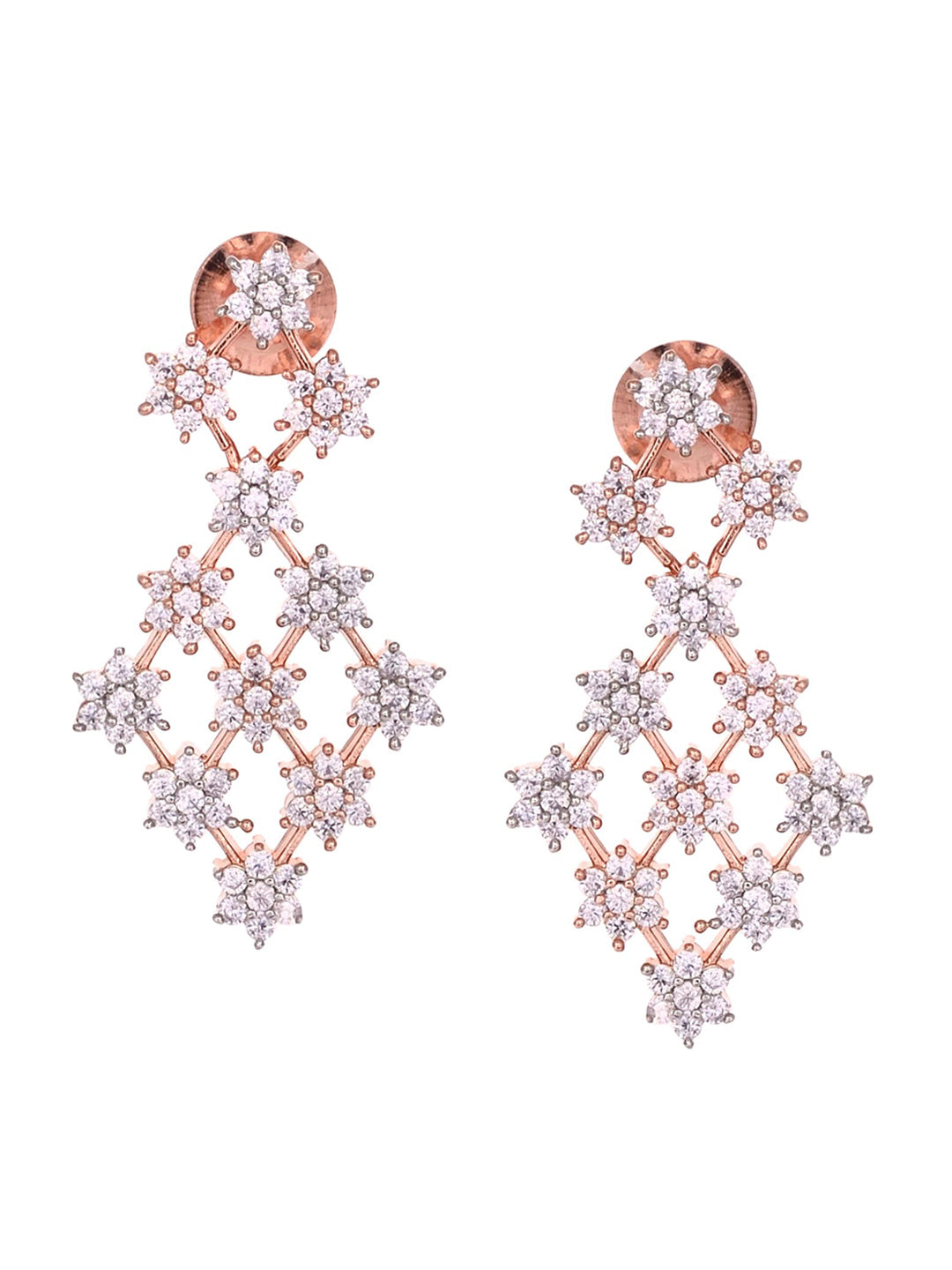 Saraf RS Jewellery White Rose Gold-Plated AD Studded Necklace Jewellery Set - Distacart