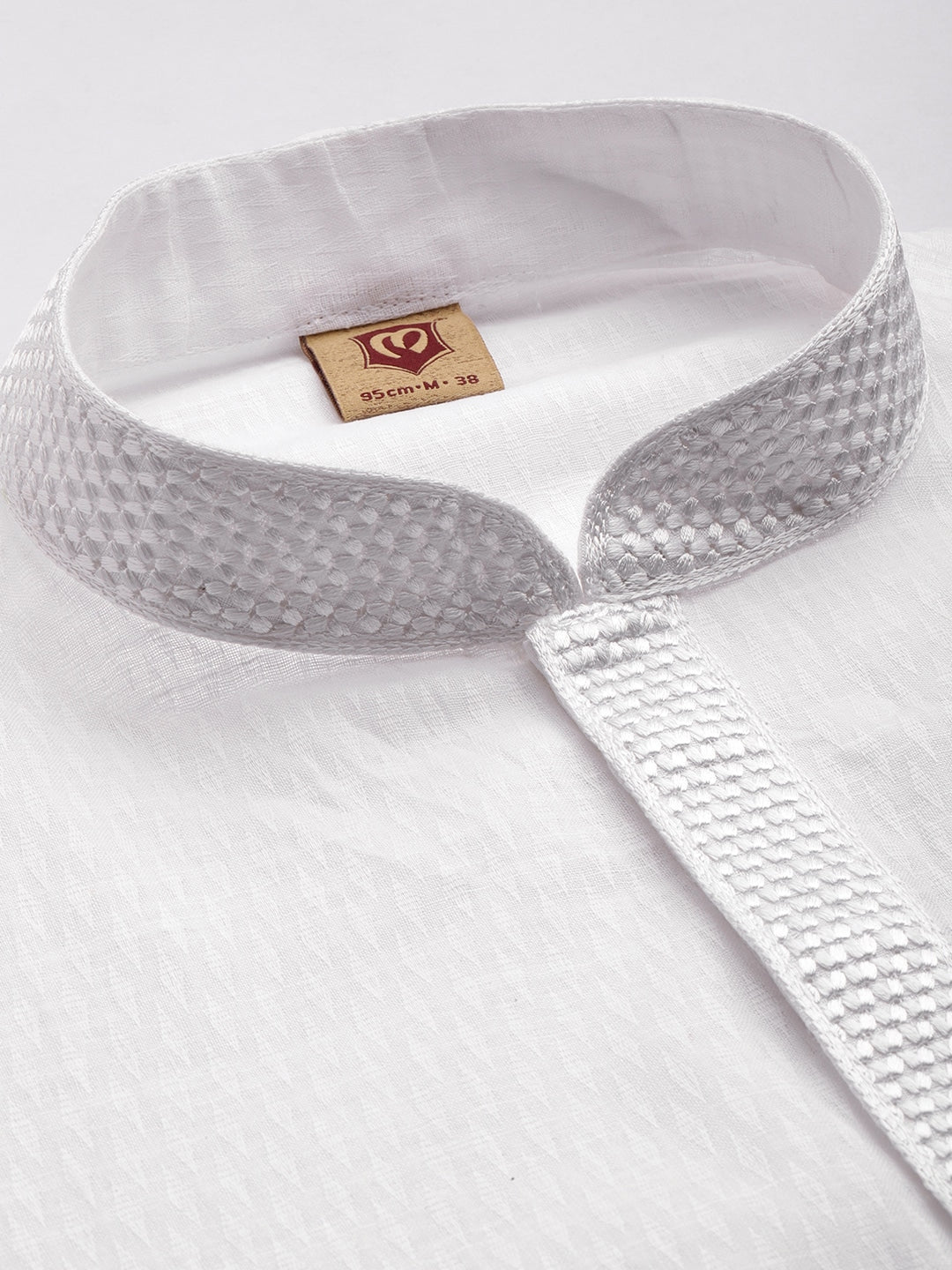 Manyavar Men White Self Design Kurta with Pyjamas - Distacart