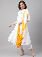Thumbnail for Khushal K Band Collar Gotta Patti Anarkali Kurta with Palazzos & Dupatta - Distacart
