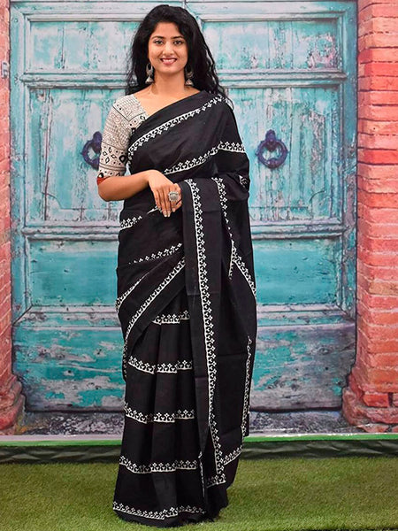 Kalini Ethnic Motifs Printed Pure Cotton Saree - Distacart
