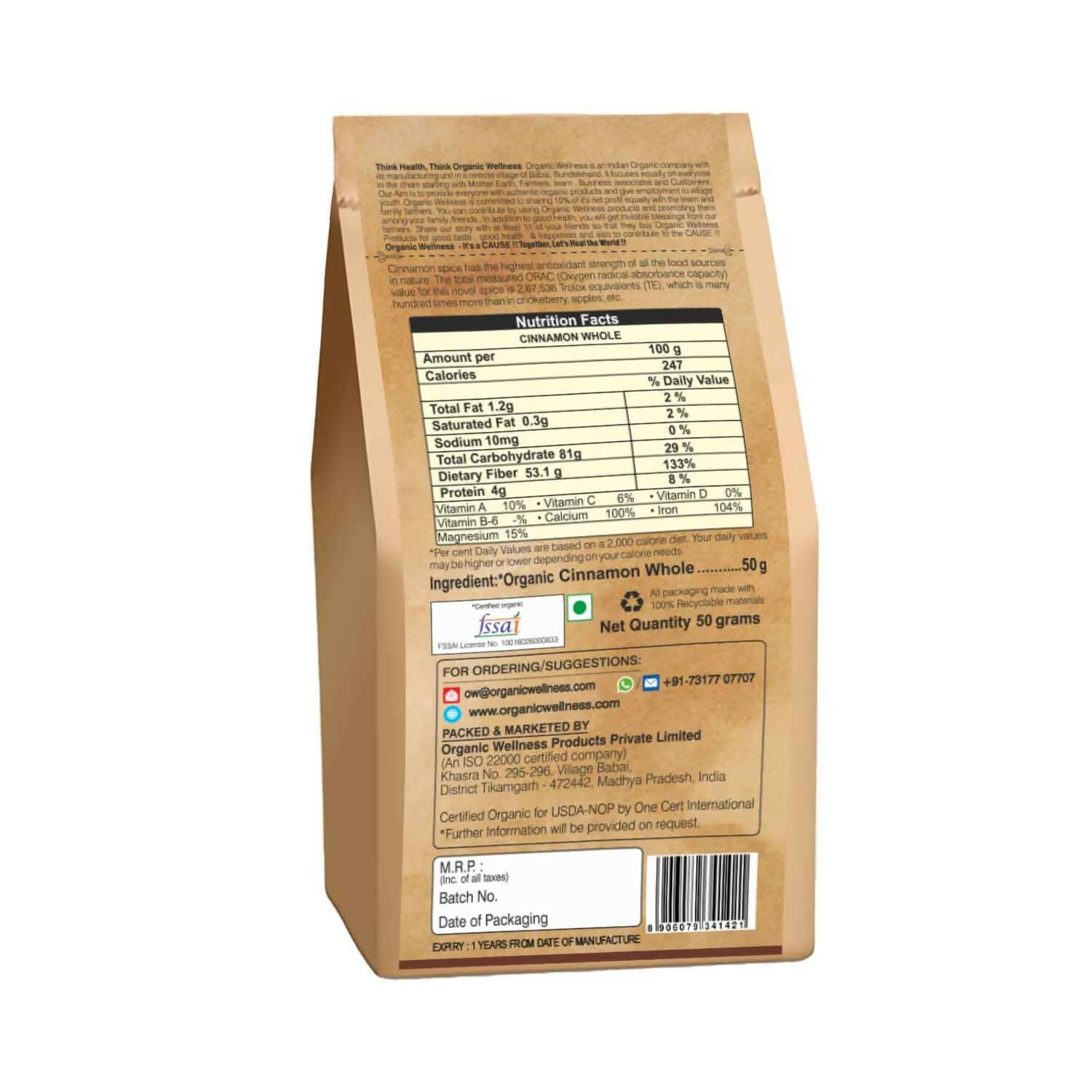 Organic Wellness Cinnamon Whole - Distacart