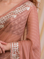 Thumbnail for Koskii Striped Embroidered Saree - Distacart