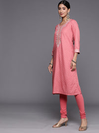 Thumbnail for Biba Thread Embroidery Yoke Design Straight Kurta with Churidar & Net Dupatta - Distacart