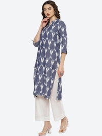 Thumbnail for Biba Women Blue Printed Pure Cotton Kurta Set - Distacart