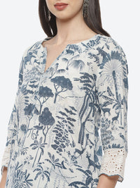 Thumbnail for Biba Women White Floral Printed Pure Cotton Kurta with Salwar - Distacart