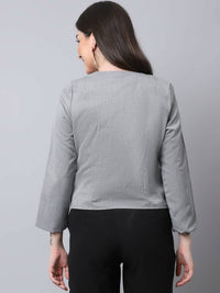 Thumbnail for Even Apparels Grey Polywool Open Front Statement Women's Jacket - Distacart