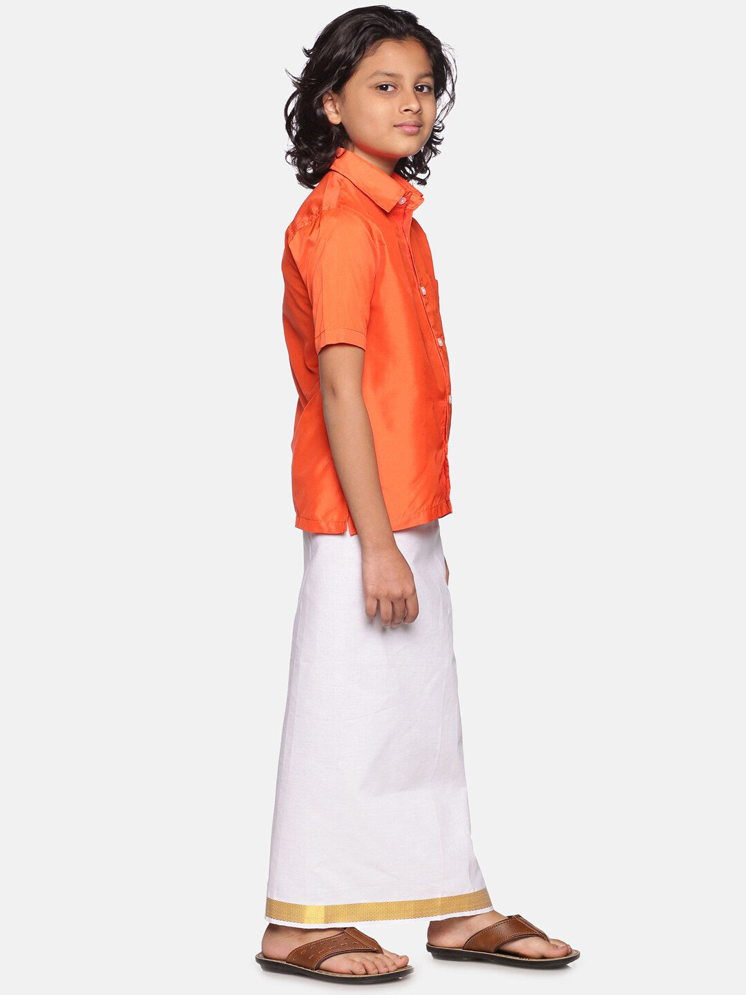 Sethukrishna Boys Orange & White Shirt with Dhoti - Distacart