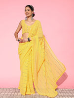 Thumbnail for Mitera Embellished Mirror Work Pure Georgette Saree - Distacart