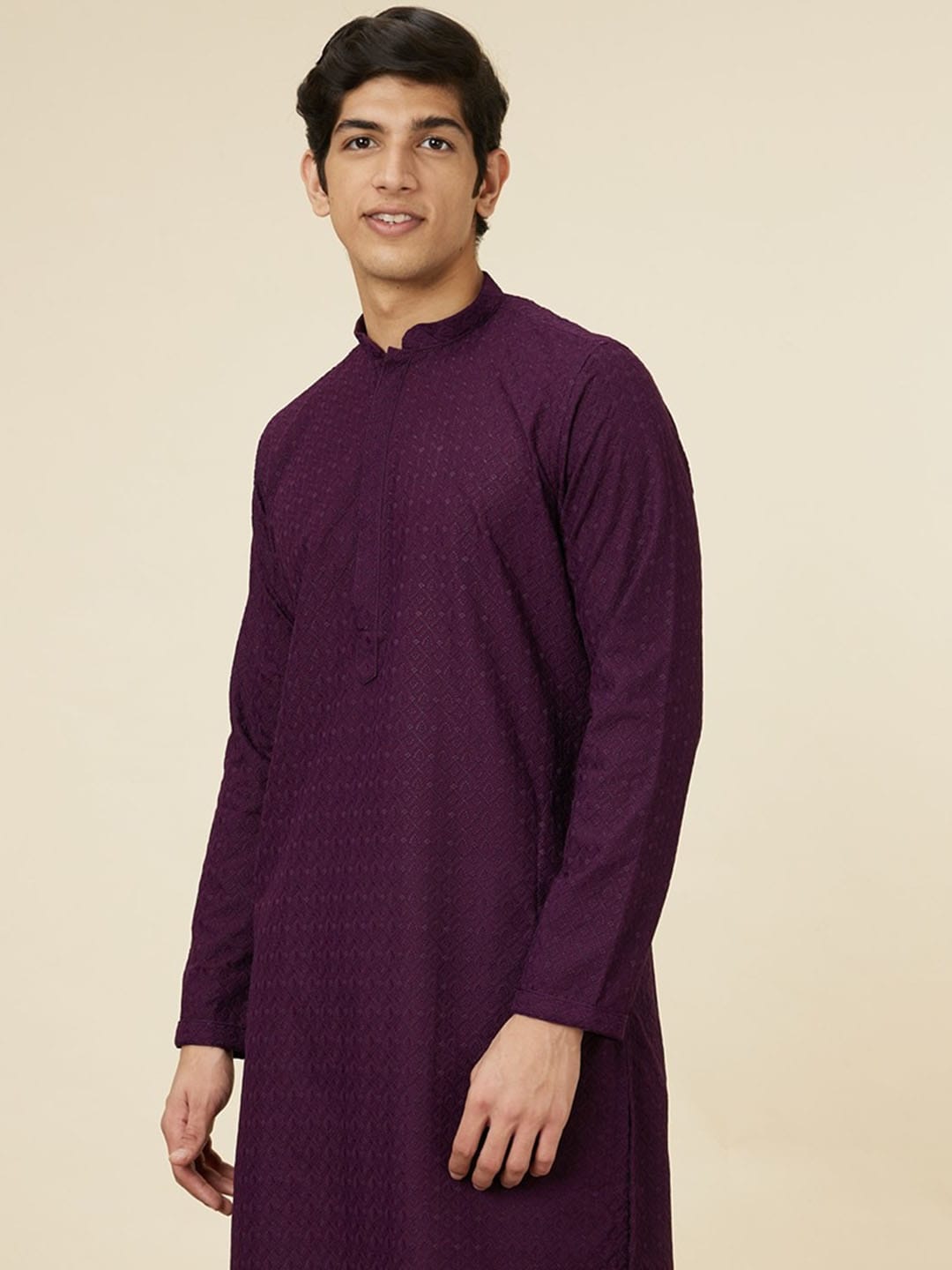 Manyavar Ethnic Motifs Embroidered Regular Thread Work Kurta With Pyjamas - Distacart