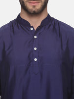 Thumbnail for Sethukrishna Men Navy Blue Kurta with Dhoti Pants - Distacart