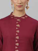 Thumbnail for Khushal K Women Maroon Solid Kurta with Trousers & Dupatta - Distacart