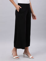 Thumbnail for Souchii Women Black Liva Solid Palazzos - Distacart