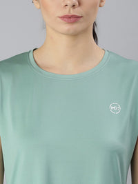 Thumbnail for MKH Women Green Extended Sleeves Dri-FIT Sports T-shirt - Distacart
