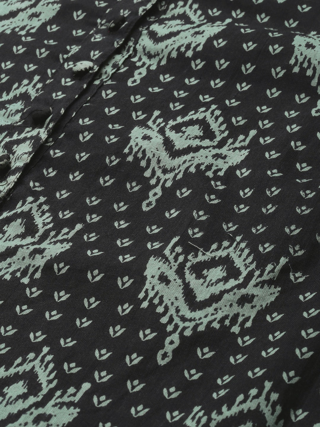 HERE&NOW Women Black & Green Printed Pure Cotton Kurta with Trousers - Distacart