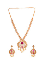 Thumbnail for Saraf RS Jewellery Gold-Plated White & Pink American Diamond Studded & Beaded Handcrafted Jewellery Set - Distacart