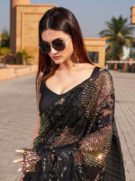 Thumbnail for Tikhi Imli Sequinned Satin Saree - Distacart