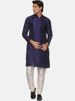 Thumbnail for Sethukrishna Mens Navy Blue Kurta with Pyjamas - Distacart
