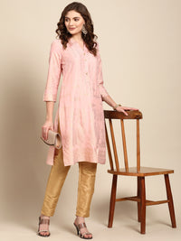 Thumbnail for Sangria Women Pink & Yellow Ethnic Motifs Printed Kurta - Distacart