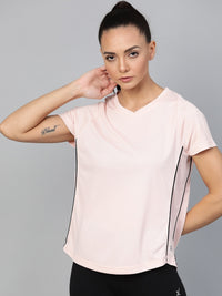 Thumbnail for Hrx By Hrithik Roshan Women Peach Whip Solid Rapid-Dry Racket Sports Tshirts - Distacart