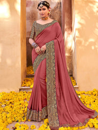 Thumbnail for Saree Mall Zari Mauve & Purple Silk Blend Sarees - Distacart