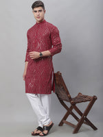Thumbnail for Sojanya Ethnic Motifs Embroidered Sequinned Pure Cotton Kurta - Distacart