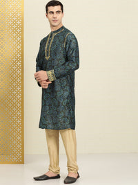 Thumbnail for House of Pataudi Paisley Printed Rozana Kurta With Zari Detail - Distacart