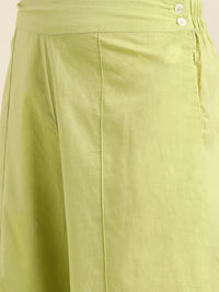 Thumbnail for Sangria Women Green & White Embroidered Pure Cotton Asymmetric Kurta with Palazzos - Distacart