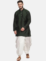 Thumbnail for Sethukrishna Men Green Striped Kurta with Dhoti Pants - Distacart