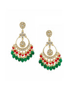 Thumbnail for Shoshaa Green Contemporary Kundan Chandbalis Earrings - Distacart