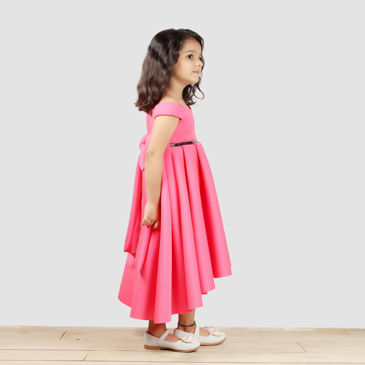 Pink Cow Fashions Pink Scuba Gown With Black Strip At Waist - Distacart