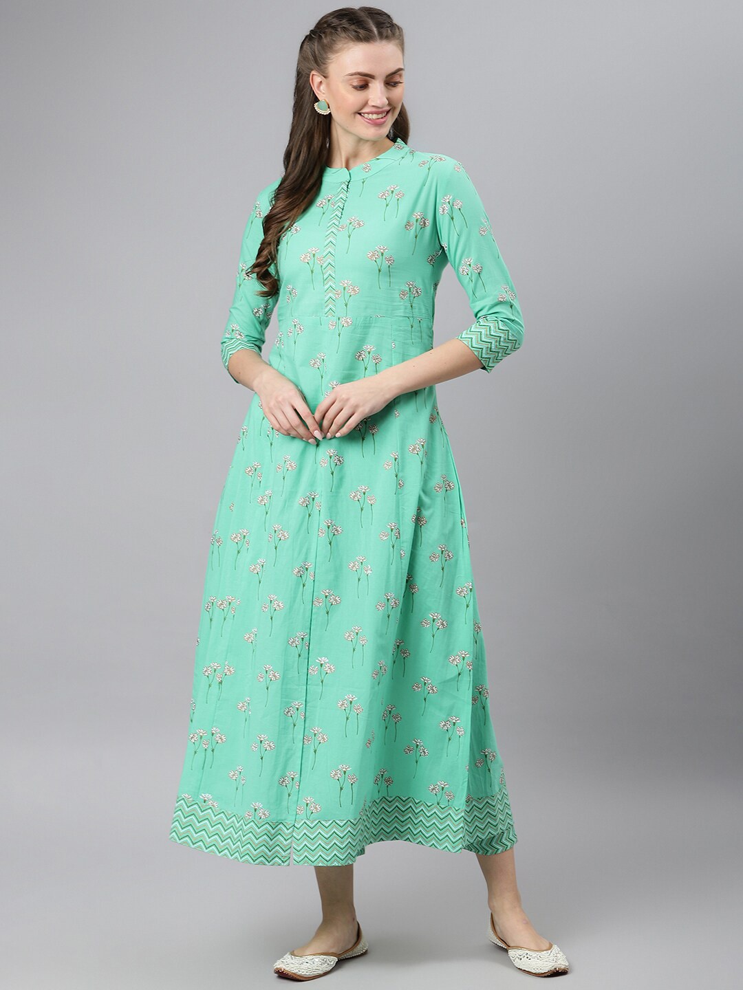 Khushal K Floral Printed Pure Cotton Kurta with Trousers - Distacart